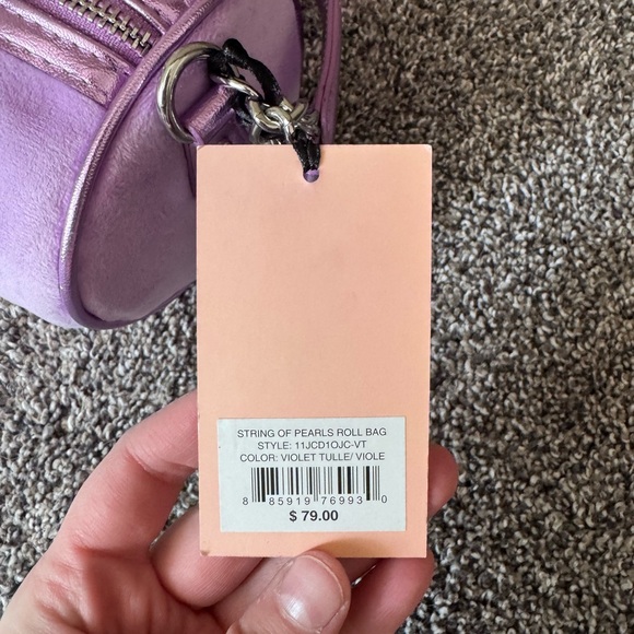 Juicy Couture Purple Lavender Velvet Barrel Shoulder Bag Pearls NWT - Picture 2 of 7